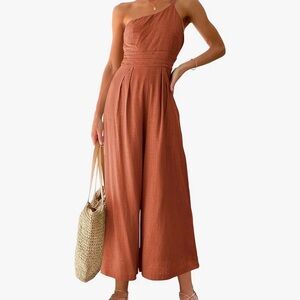 Amazon Terracotta One-Shoulder Jumpsuit